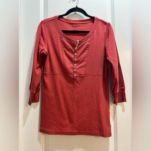 Eddie Bauer Rust Large 3/4 Sleeve Henley Tee Armpit To Armpit 19” Length 26”